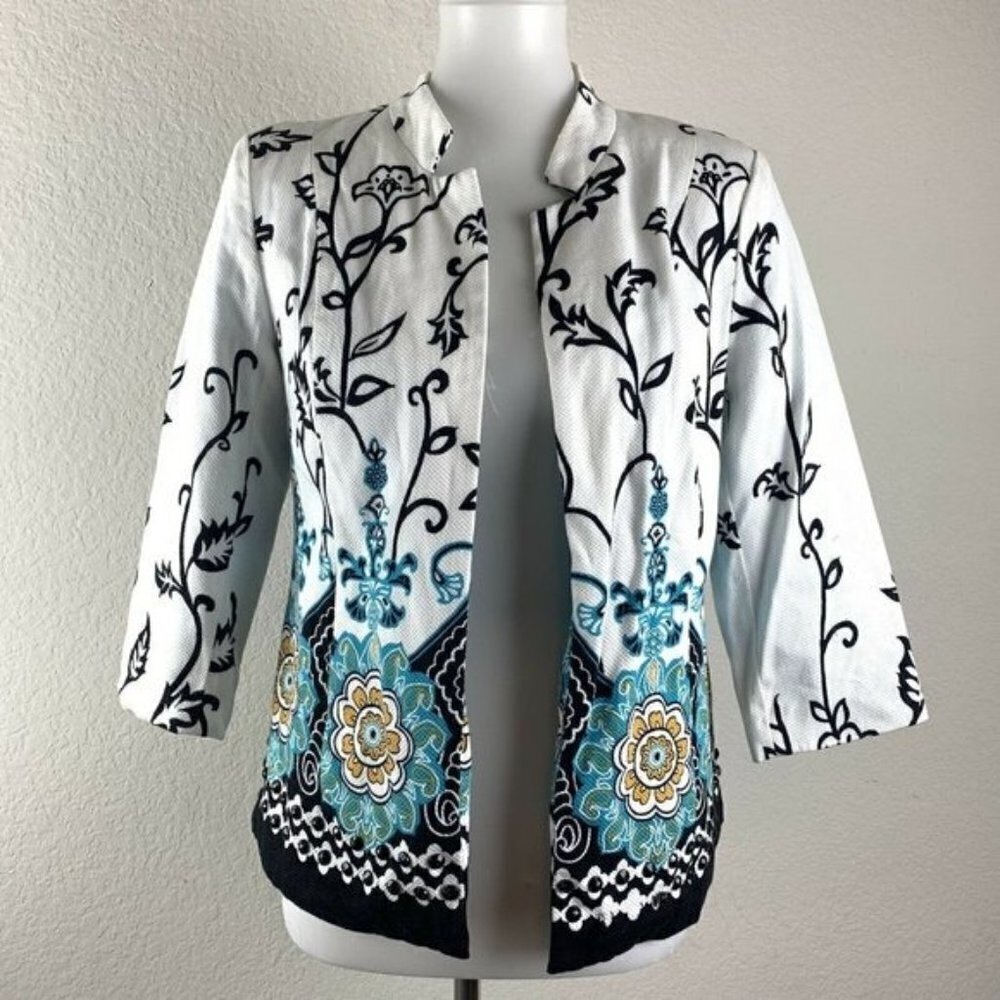 Birch Hill Open Front Paisley Printed Blazer